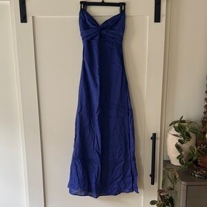 NWT Lusana Melody Linen Maxi Dress, Blu, sz Small